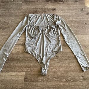 SKIMS Gray Long Sleeve Bodysuit